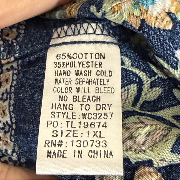 Umgee Boho Floral Tunic Dress Navy Green Embroidered Festival Peasant XL - Picture 9 of 10